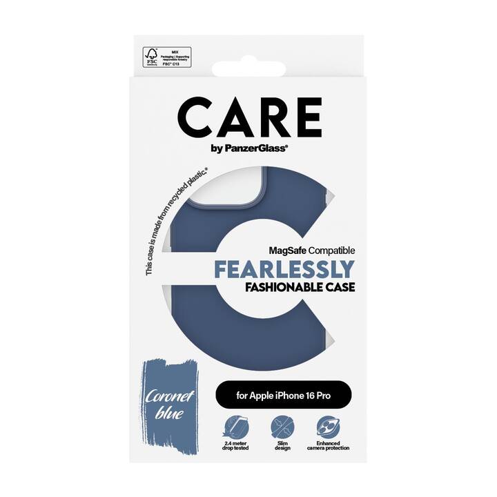 CARE Backcover (iPhone 16 Pro, Transparente, Blu)