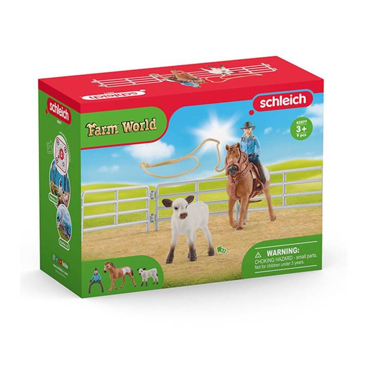 SCHLEICH Farm World Team Roping mit Cowgirl Cheval