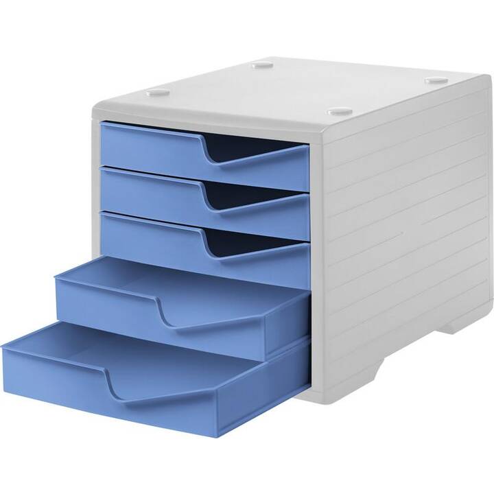 STYRO Cassettiera da scrivania Swingbox (A4, C4, 27 cm  x 34 cm  x 25.5 cm, Blu, Bianco)