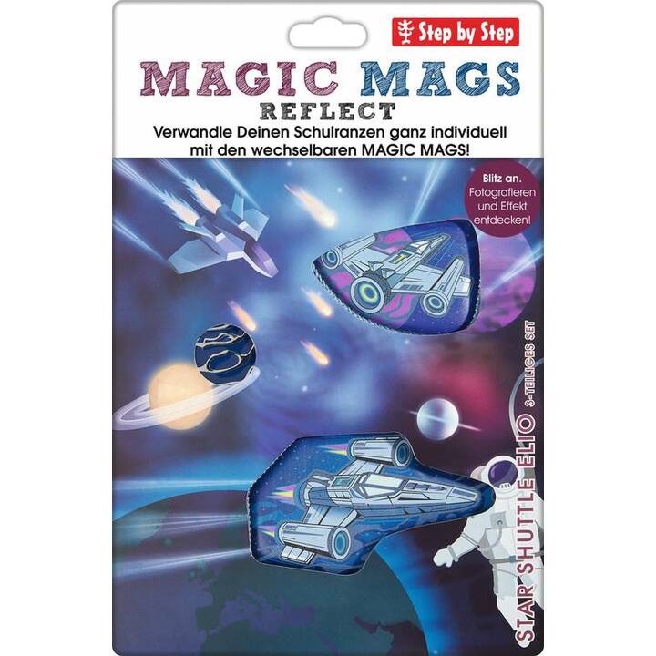 STEP BY STEP Magnetapplikation Magic Mags Reflect Star Shuttle Elio (Grau, Blau)