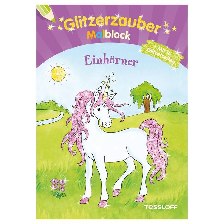 Glitzerzauber Einhörner Malblock