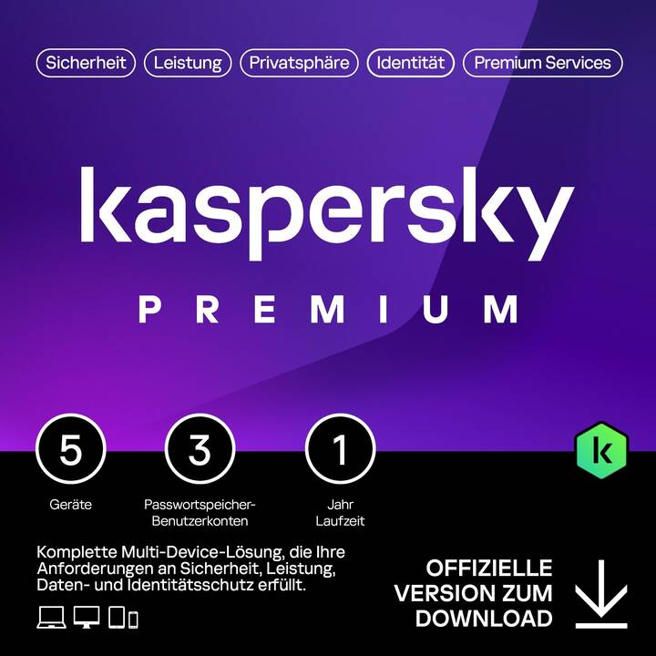 KASPERSKY LAB Premium (Licenza annuale, 5x, 12 Mesi, Multilingue)