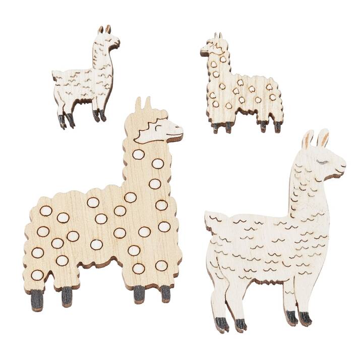 HOBBYFUN Miniature di feltro Lama (Legno, Animale, 4 pezzo)