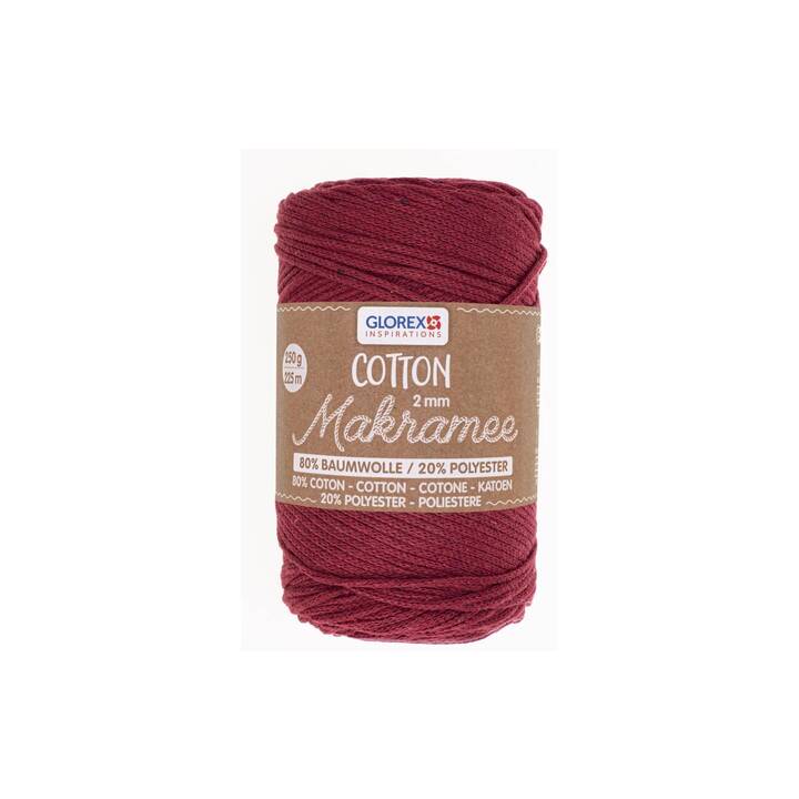 GLOREX Makramee-Kordel Makramee Cotton (250 g, Bordeaux, Rot)