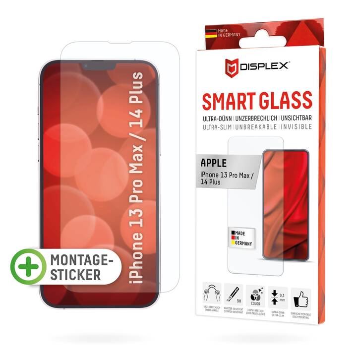 DISPLEX Sfoglio protezione da schermo Smart Glass (iPhone 13 Pro Max, iPhone 14 Plus, 1 pezzo)