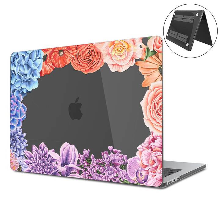 EG Coque rigide (MacBook Air 13" M2 2022, Fleurs, Transparent, Noir)