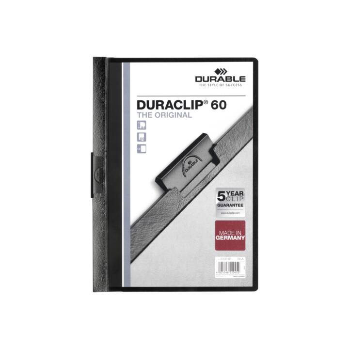 DURABLE Schnellhefter Duraclip (Transparent, Schwarz, A4, 1 Stück)