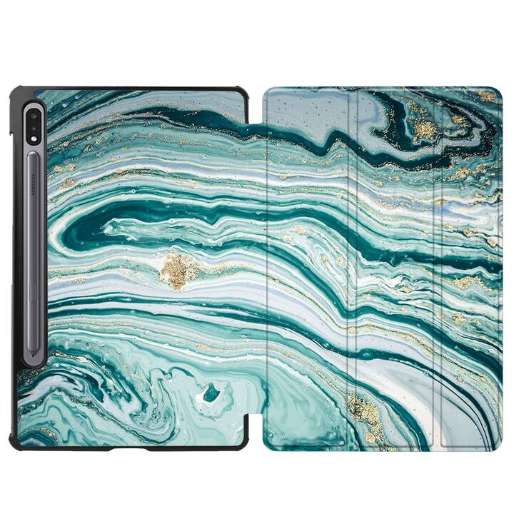 EG coque pour Samsung Galaxy Tab S8+ 12.4" (2022) - vert - marbre