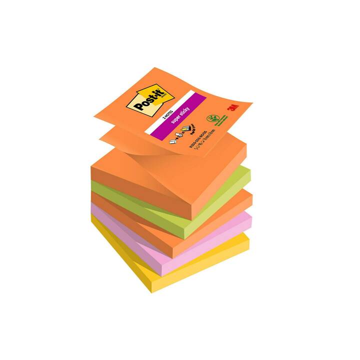 POST-IT Haftnotizen Super Sticky Boost Collection (5 x 90 Blatt, Gelb, Orange, Rosé, Grün)