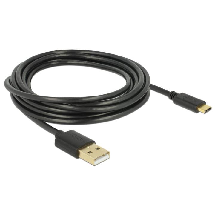 DELOCK Câble USB (USB 2.0 Type-C, USB 2.0 Type-A, 3 m)