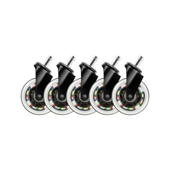 DELTACO Roulettes pour chaise RGB Casters (Noir, Multicolore)