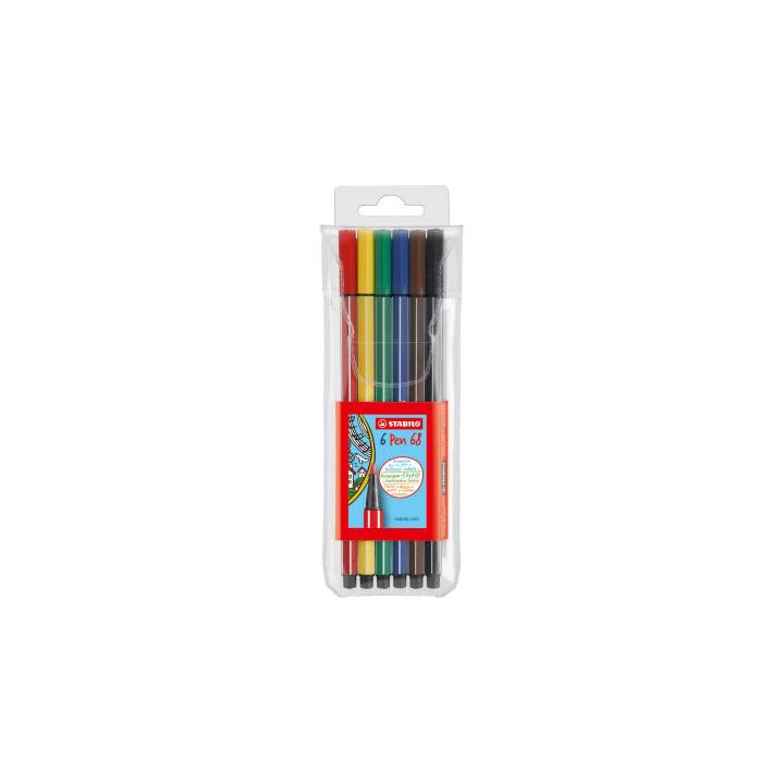 STABILO Pen68 Crayon feutre (Multicolore, 6 pièce)