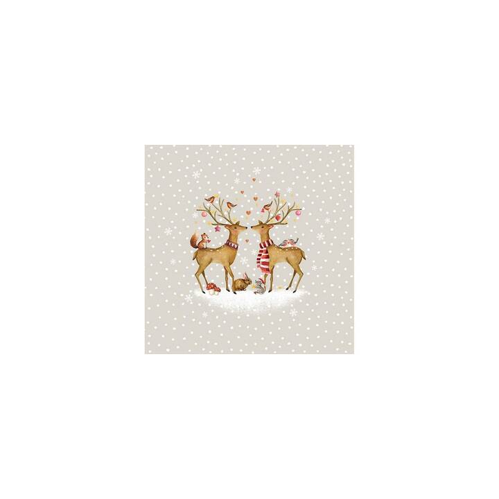 BRAUN + COMPANY Papierserviette Romantic Deers (33 cm x 33 cm, 20 Stück)