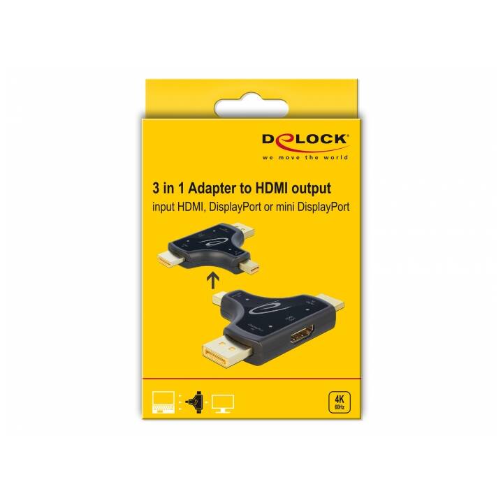 DELOCK Adaptateur vidéo (Mini DisplayPort, DisplayPort, HDMI Type A)