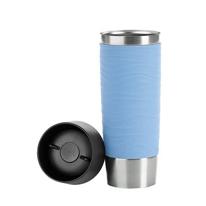 EMSA GMBH Bicchiere thermos Travel Mug Waves (0.5 l, Argento, Nero, Acciaio inox, Blu)