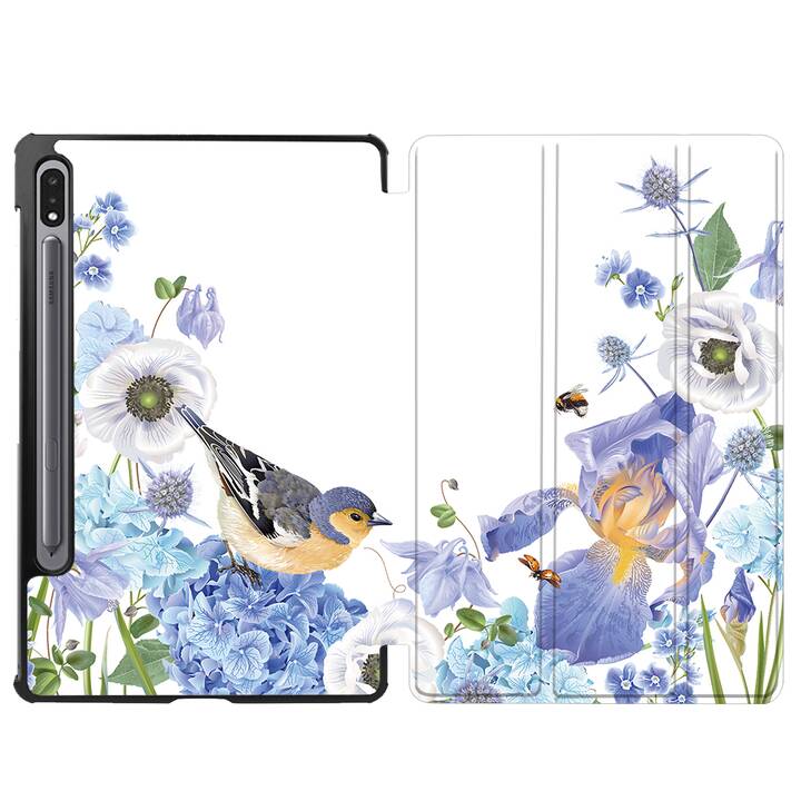 EG Housse (11", Galaxy Tab S8, Fleurs, Bleu)