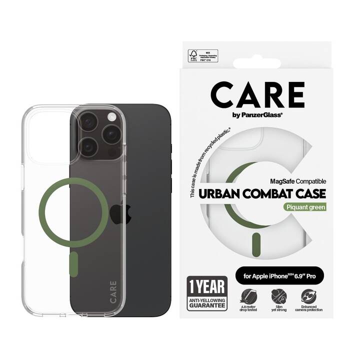 CARE Backcover MagSafe Flagship (iPhone 16 Pro Max, Transparent, Grün)