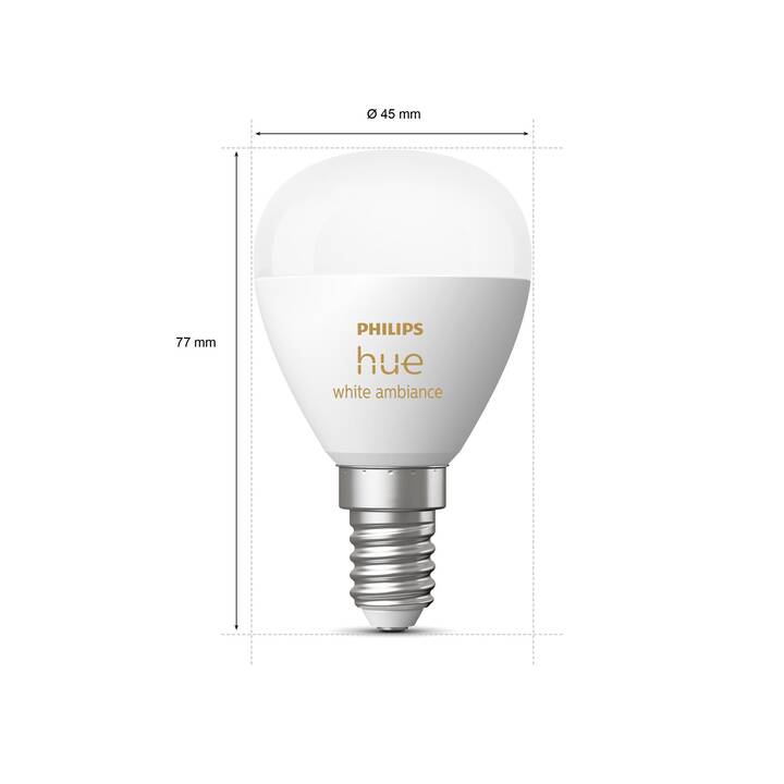 PHILIPS HUE Lampadina LED White Ambiance (E14, ZigBee, Bluetooth, 5.1 W)