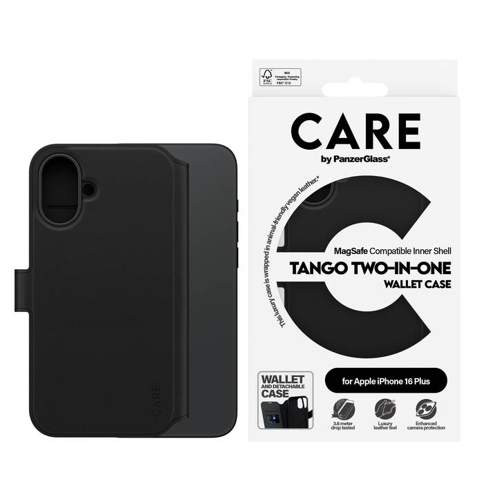 CARE Couverture arrière avec porte-carte MagSafe Feature Tango 2-in-1 (iPhone 16 Plus, Noir)