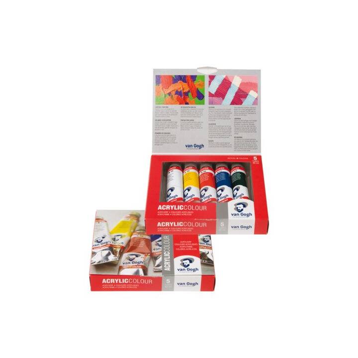 VAN GOGH Acrylfarbe Starter-Set Set (5 x 40 ml, Gelb, Dunkelblau, Grün, Blau, Rot, Weiss, Mehrfarbig)