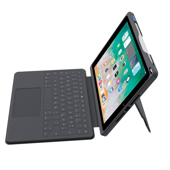 DEQSTER Smart Rugged Touch Type Cover (10.2", iPad Gen. 9 2021, iPad Gen. 8 2020, iPad Gen. 7 2019, Gris)