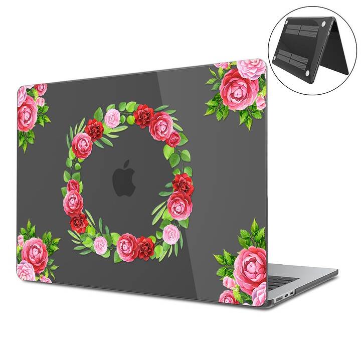 EG Hardcase (MacBook Air 13" M2 2022, Blumen, Transparent, Schwarz)