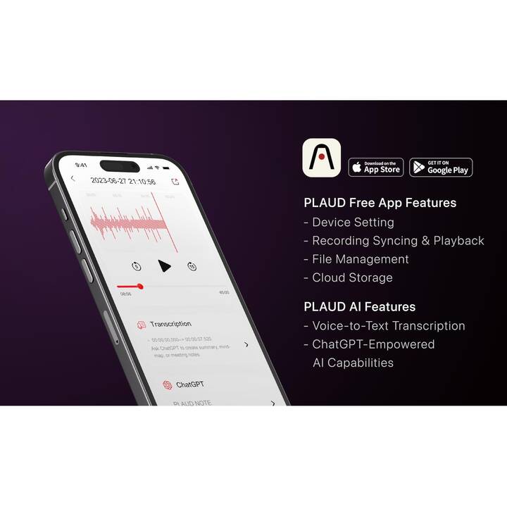 PLAUD Note AI Voice Recorder (64 GB, Noir)