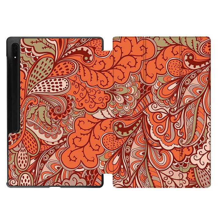 EG Housse (11", Galaxy Tab S9, Mandala, Orange)