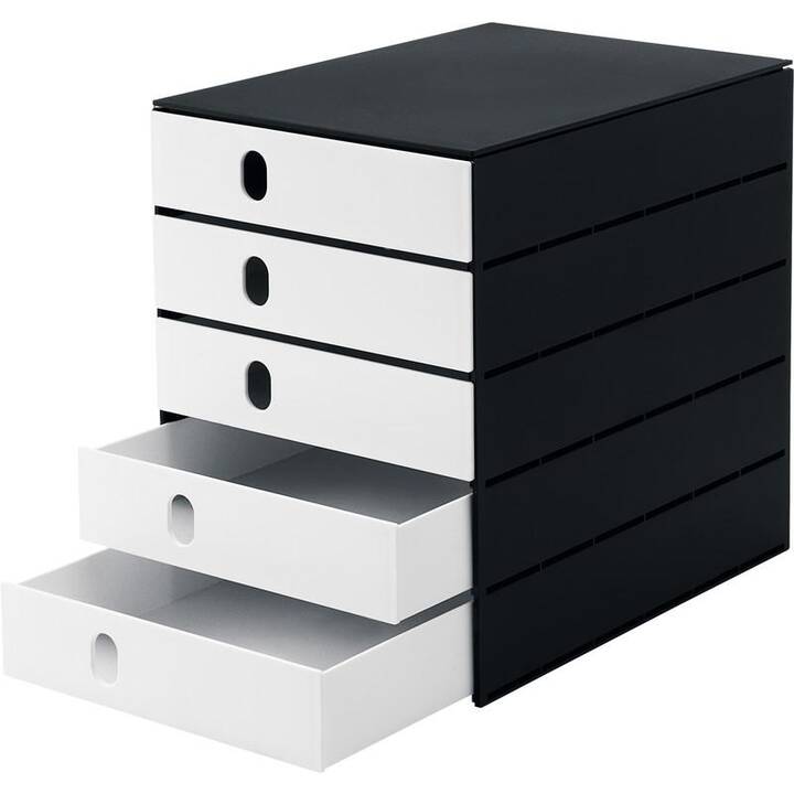 STYRO Boite à tiroirs de bureau (C4, 24.3 cm  x 33.5 cm  x 20 cm, Noir, Blanc)
