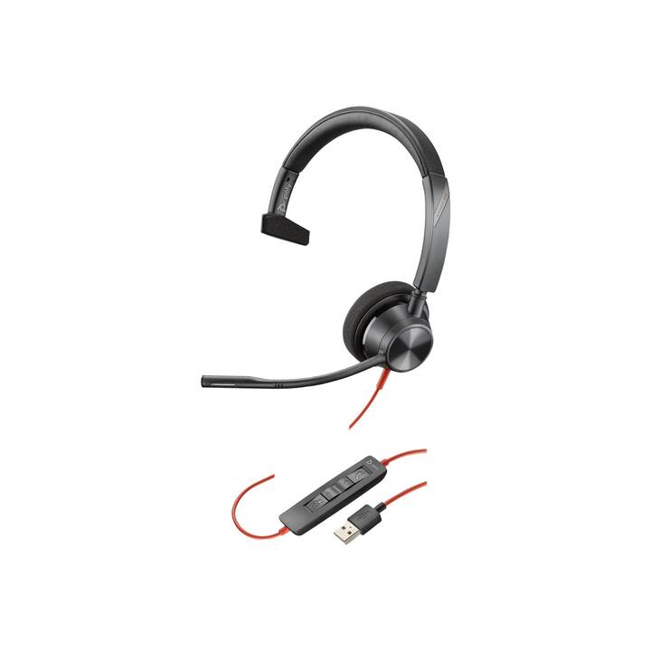 HP Office Headset Poly Blackwire 3315 (On-Ear, Kabel, Schwarz)
