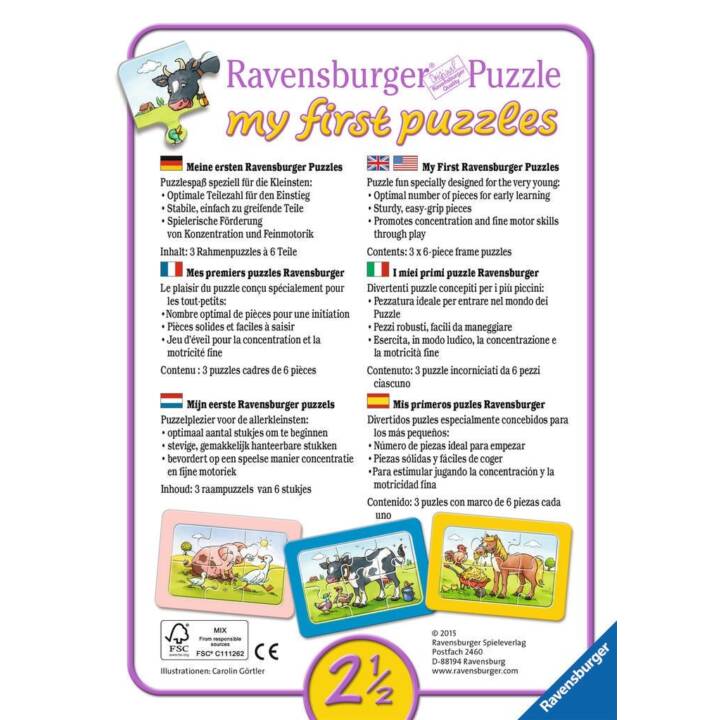 RAVENSBURGER Animali Puzzle (2 x 6 x)