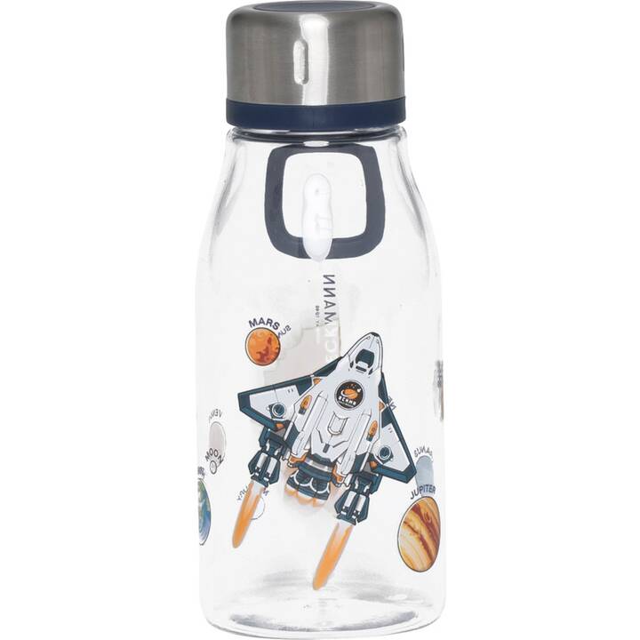 BECKMANN Bottiglia per bambini Space Missio (0.4 l, Transparente, Blu, Bianco)