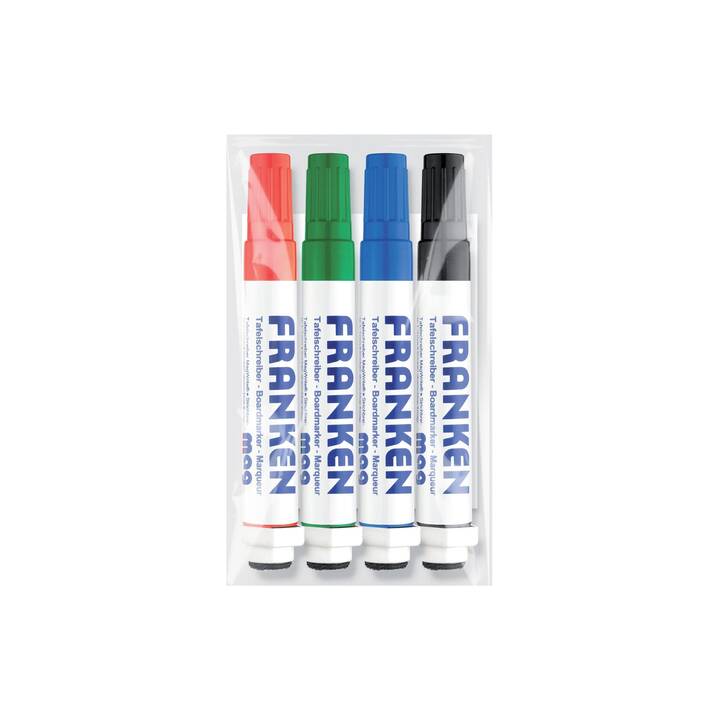 FRANKEN Whiteboard Marker Mag Write (Schwarz, Blau, Grün, Rot, 4 Stück)