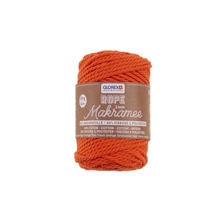 GLOREX Makramee-Kordel Rope (250 g, Orange)