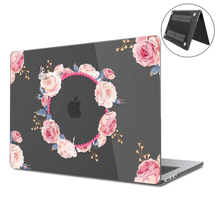 EG Hardcase (MacBook Air 13" M2 2022, Blumen, Transparent, Schwarz)