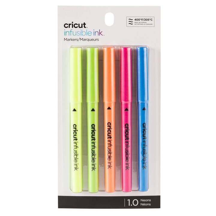 CRICUT Infusible Ink Neon 0.4 Crayon feutre (Multicolore, 5 pièce)