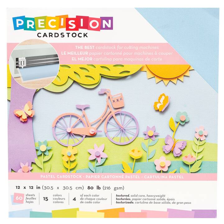AMERICAN CRAFTS Pappe & Karton Cardstock Precision (Gelb, Lila, Rosa, 60 Stück)