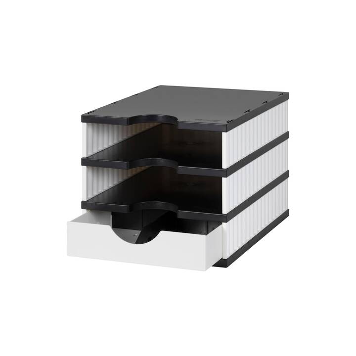 STYRO Büroschubladenbox Uno (24.8 cm  x 33.1 cm  x 22.5 cm, Schwarz, Weiss)