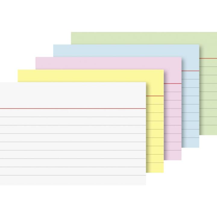 BRUNNEN Scheda per schedario (A7, Verde, Rosso, Blu, Bianco, Giallo, Rigato, 100 pezzo)