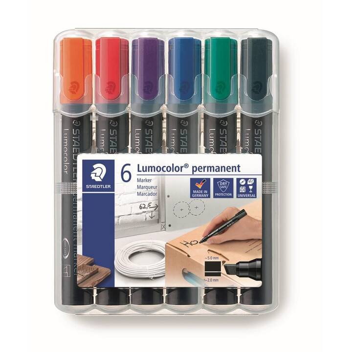 STAEDTLER Pennarello indelebile Lumocolor 350 (Multicolore, 6 pezzo)