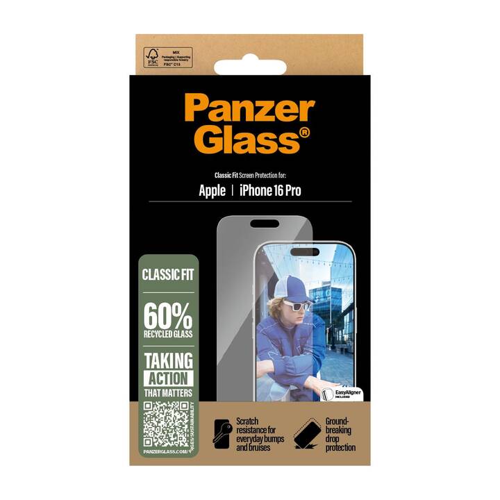 PANZERGLASS Verre de protection d'écran Classic Fit (iPhone 16 Pro, 1 pièce)