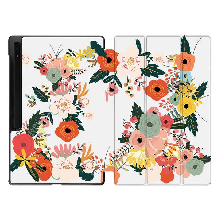 EG Schutzhülle (11", Galaxy Tab S9, Blumen, Orange)