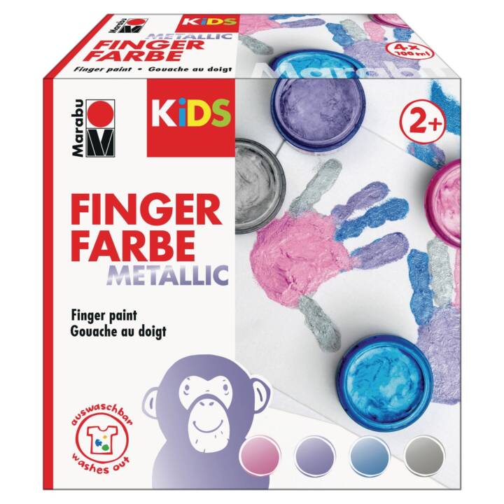 MARABU Fingerfarbe Set (4 x 100 ml, Mehrfarbig)