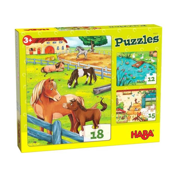 HABA Animali di fattoria Fattoria Puzzle (3 x 12 x, 15 x, 18 x)