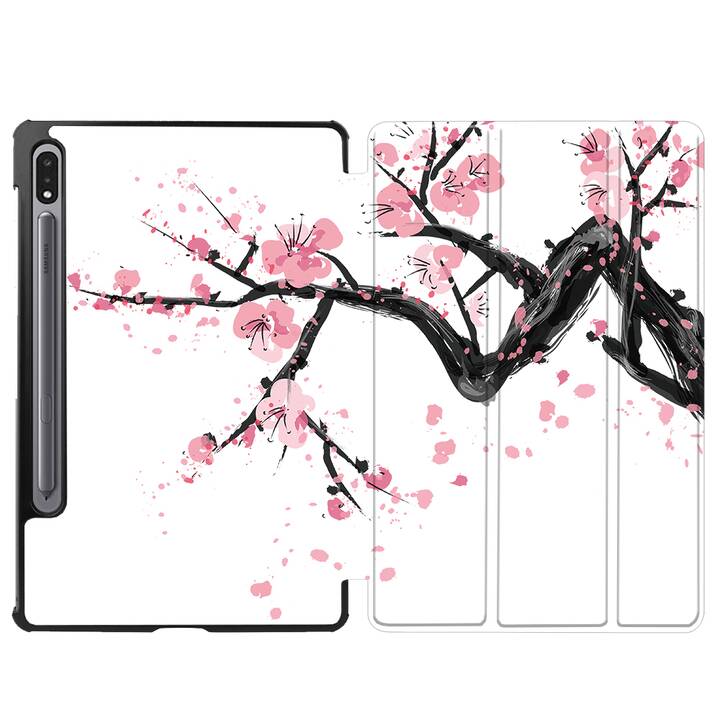 EG Flip cover pour Samsung Galaxy Tab S7 FE 12.4" (2021) - fleurs roses