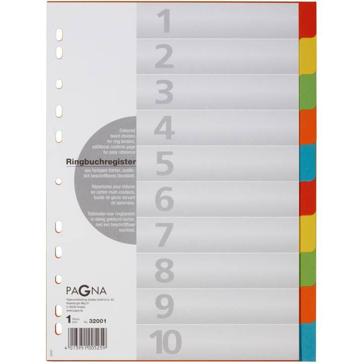 PAGNA Register (10 x A4, Farblich)