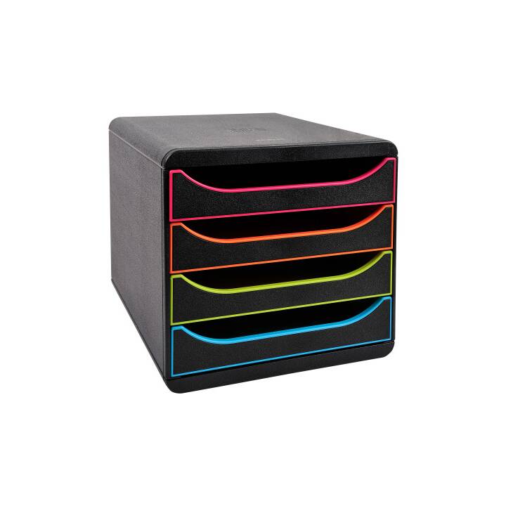 BIELLA Büroschubladenbox Big-Box (A4+, 34.7 cm  x 27.8 cm  x 26.7 cm, Schwarz, Mehrfarbig)