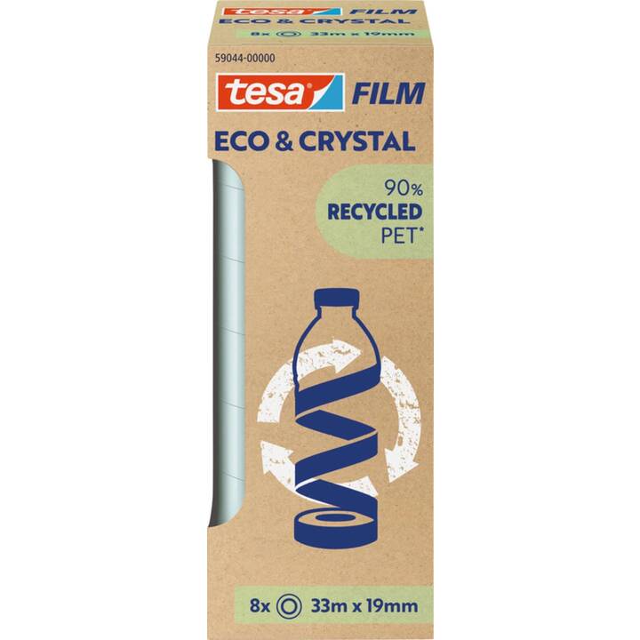 TESA Ruban adhésif de bureau Eco & crystal ecoLogo (19 mm x 33 m, 8 pièce)
