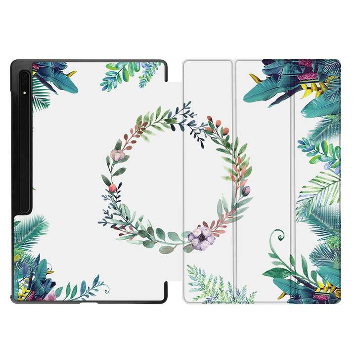 EG Housse (11", Galaxy Tab S9, Fleurs, Vert)