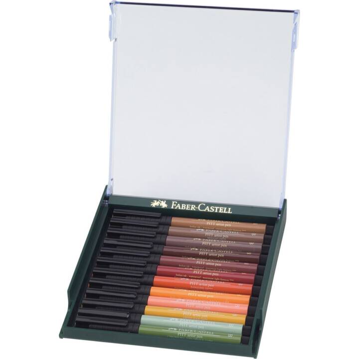 FABER-CASTELL Pitt Artist Pen Crayon encre (Multicolore, 12 pièce)